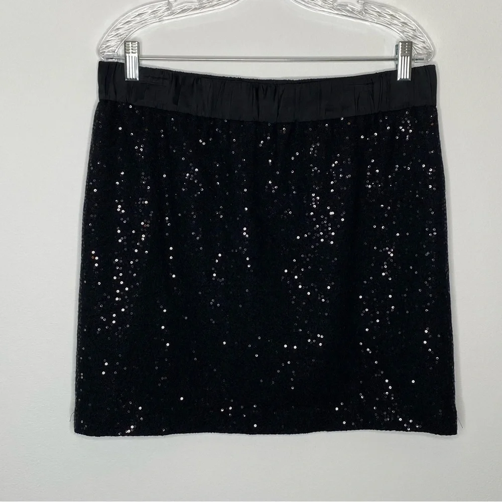 Loft Black Sequin Wool Blend Skirt